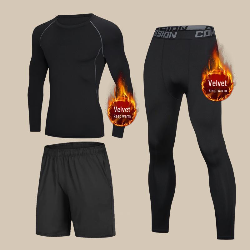 Men's Thermal Fleece Base Layer Set - Winter Velvet Running Sportswear