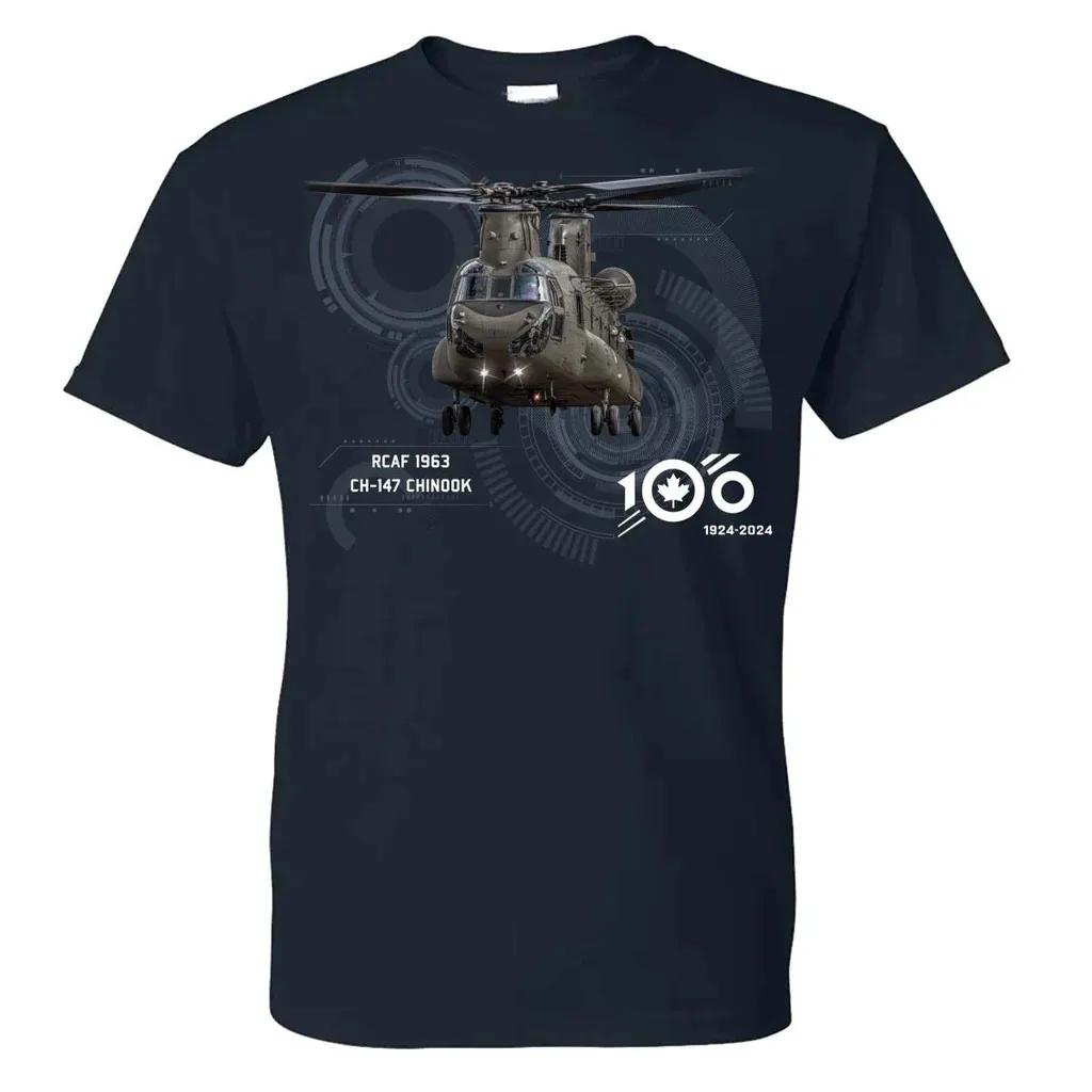 RCAF 100 Legacy CH-147 Chinook Heavy Lifting Helicopter T-Shirt New 100% Cotton O-Neck Short Sleeve Summer Casual Mens T-shirt S