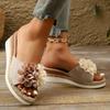 Large Size Wedge Slippers 2025 Summer Women Wear Flower Slippers Beach Casual Open-toed Slippers Women