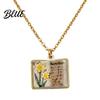 Stylish Women Necklace Birth Flower Necklace Floral Book Pendant January