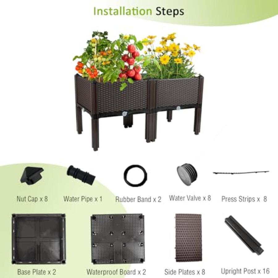 Raised Garden Bed Planters for Outdoor Plants with Legs Elevated Rectangular Planter Boxes Garden Patio Balcony Deck for Planti