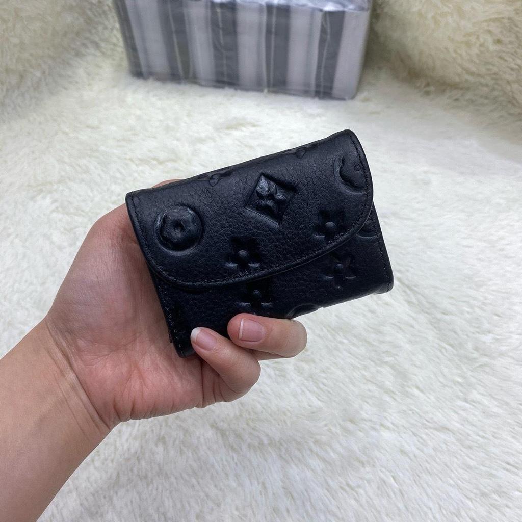 2025 Genuine Leather Ladies Accordion Card Holder & Coin Purse - Embossed Short Wallet