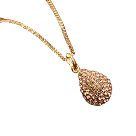 Necklace Shiny Adjustable Women Waterdrop Shape Rhinestone Pendant Chain for Travel Party