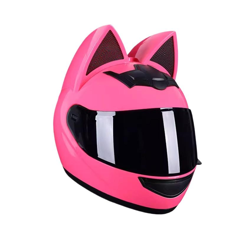 Electric Motorcycle Cat Ear Helmet Female Four Seasons Full Helmet Male Knight Locomotive Cute Rabbit Ears
