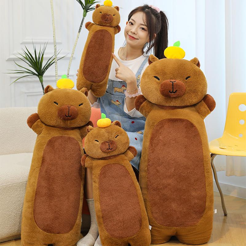 New Cute Kapibara Throw Pillow Plush Toy Gift Creative Capybara Long Rag Doll Children's Birthday Gift
