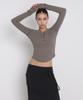 Saendeulig Henley Neck Button Basic T-Shirt_Brown