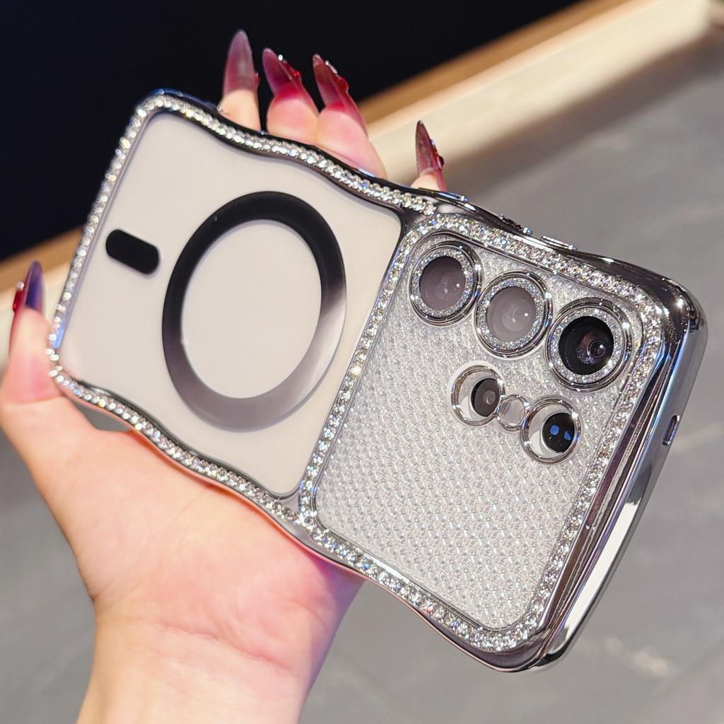 For Samsung Galaxy S26 Ultra Magnetic Case For Samsung S25 Ultra Luxury Plating Wireless Charging Cover With Lens Film Protector