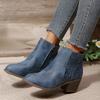 Large size boots women's autumn and winter new hollow solid color thick heel side zipper short women's Martin boots