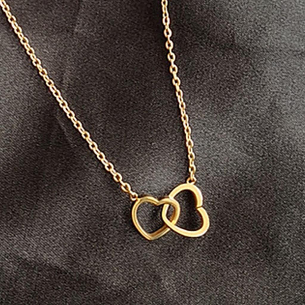Double Heart Necklace, Minimalist Fashion Chain Choker Pendant Necklace for Women Girls Gift,