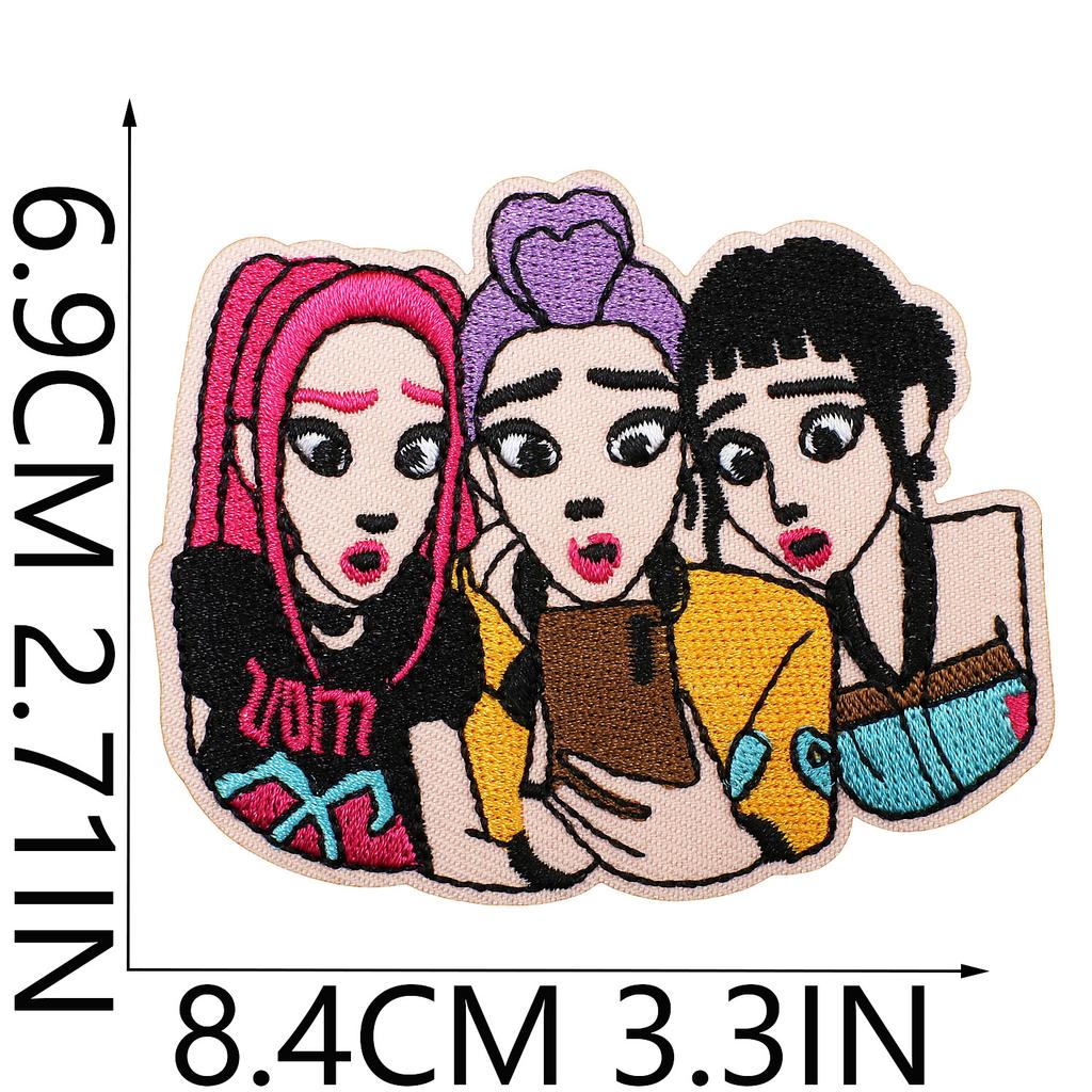 Cartoon Girl Embroidery Cloth Sticker Devil Computer Embroidery Label Colored Love Patch Sticker Blue And Black Crow Chapter Boy Ironing