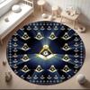1pc The square and compass of Freemasonry Round carpet Painted Printed circular carpet, home door mat, outdoor travel protection carpet