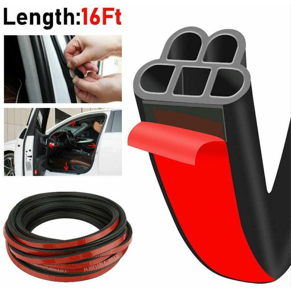 16FT Car Door Weatherstrip Rubber Seal Strip 2-Layer Waterproof Noise Insulation Weather Strip Sealing Protector For Hood Trunk