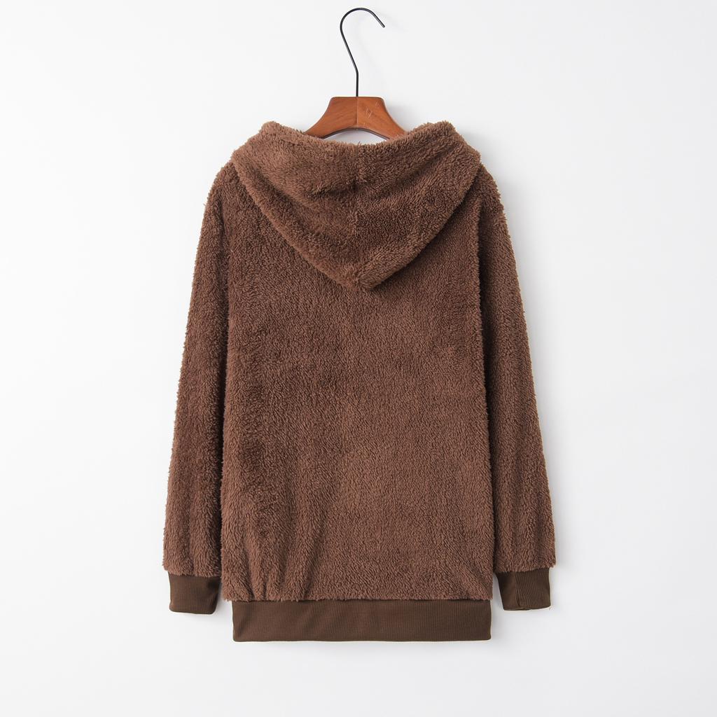 Womens Oversized Sherpa Pullover Hoodie with Pockets Fuzzy Fleece Sweatshirt Buffalo Plaid Fluffy Coat