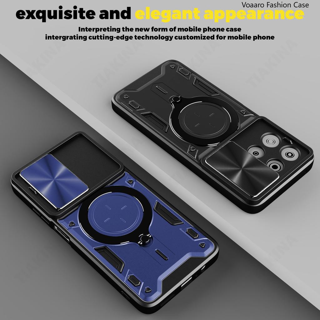 Rotate Slide Lens Armor Funda for Motorola Moto G67 Power 5G India Case for Motorola G67 Power 5G Case Magnetic Ring Stand Cover