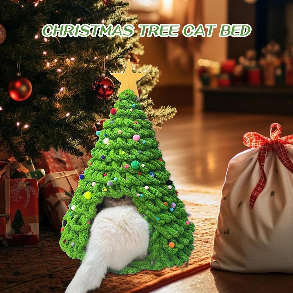 Cat Christmas Tree House Fun Craft House Kitten Beds Christmas Tree Cat Litter Kennel Winter Warm Pet Litter Winter Cat cat Cave