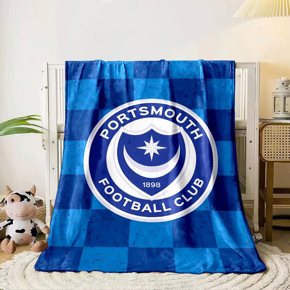 Portsmouth FC Logo Blanket for All Seasons Blanket Lunch Break Throw Gift