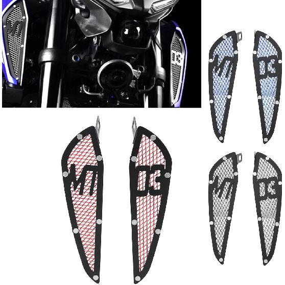 KIMISS 2PCS Motorcycle Fuel Air Intake Trim, Aluminum Gas Side Frame Trim Cover Replacement for MT03 2020‑2021(Blue)