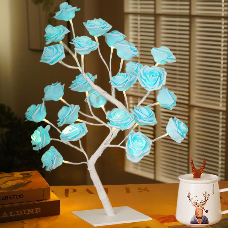 USB Remote Control LED Rose Tree Night Light for Bedroom - Perfect As a Birthday Gift.