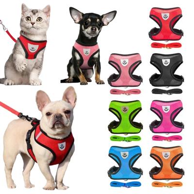 Cat Dogs Puppy Harness with Lead Leash Adjustable Vest Polyester Mesh Breathable Harnesses Reflective for Small Dog Cat