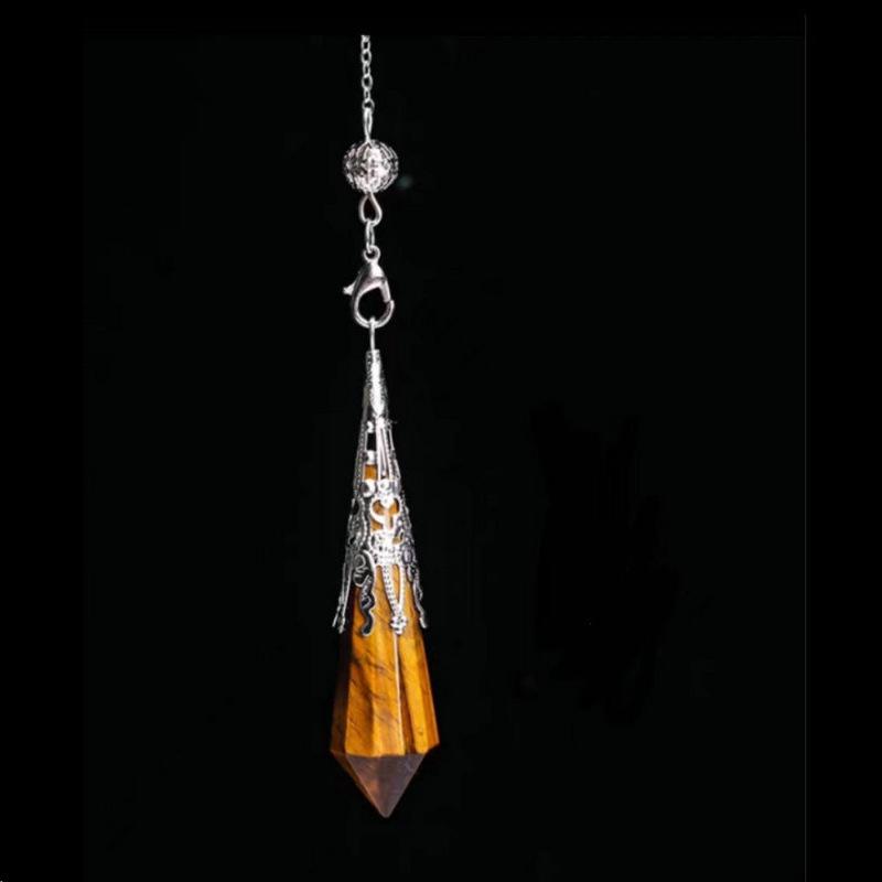 Natural Crystal Pendant with Smoky Quartz, Amethyst, Brown Quartz, Obsidian, Tiger's Eye, and White Crystal