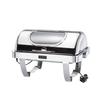 Electric Stainless Steel Buffet Chafing Dish with Self-Insulating Flip-Top Warmer