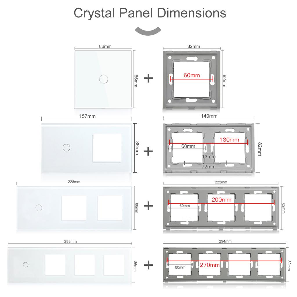 BSEED 1/2/3Gang Touch Light Switch 1/2/3Way Sensor Stair Switches Plus Wall Socket EU Standard Glass Panel Blue Back Light 10A