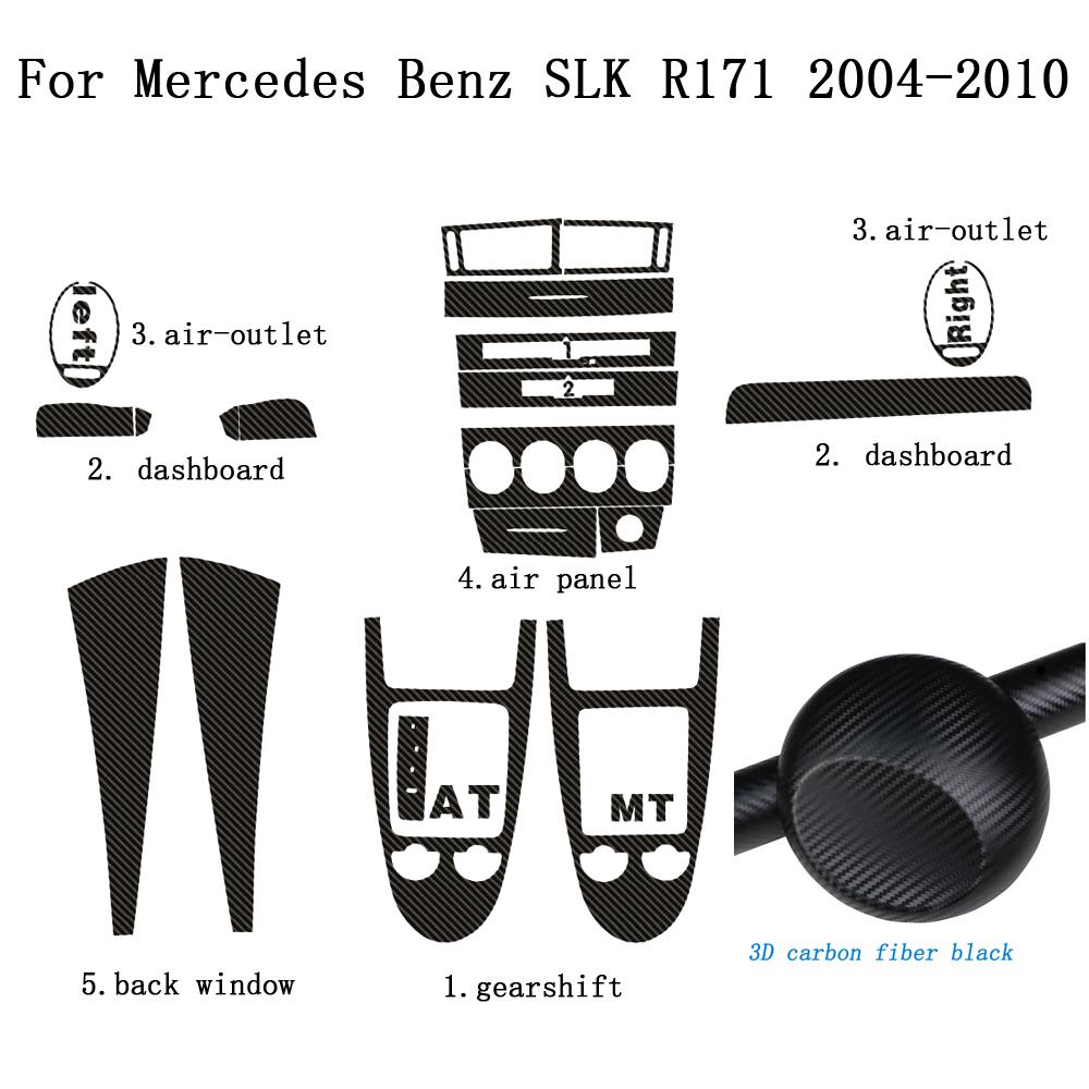 For Benz SLK R171 2004-2010 Interior Central Control Panel Door Handle 5D Carbon Fiber Stickers Decals Car Styling Accessorie