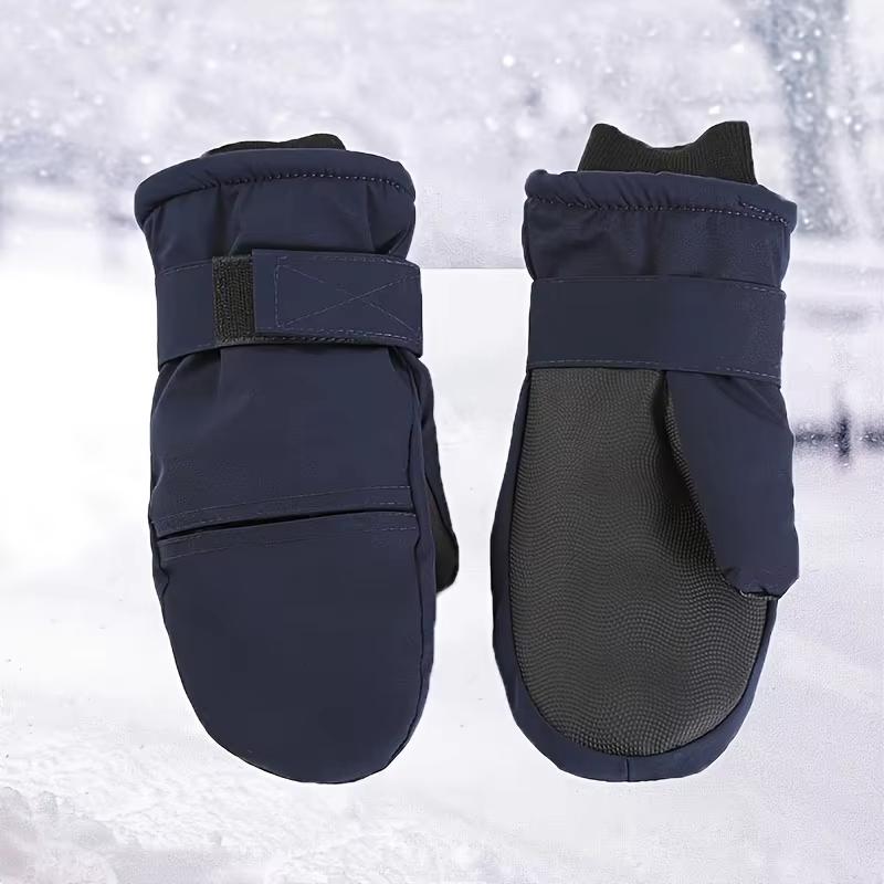 1 Pair Fleece Lined Winter Gloves With Extended Cuff Unisex Thermal Ski Mittens Thicked For Skiing Snowboard Mountaineering