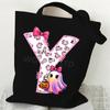 Halloween personalized print student canvas bag tutoring bag 26 letters fashion shoulder bag women large capacity