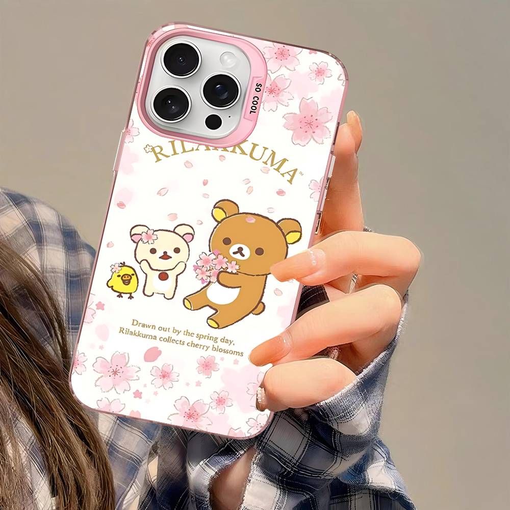 Cute Rilakkuma Bear Phone Case For IPhone 17 16 15 14 13 12 11 Pro MAX Matte Shockproof Back Anti Fall Matte Cover