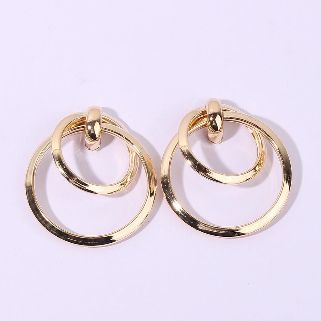 Women Gold Metal Earrings Geometric Shape Electroplated Fashion Office Looks