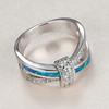 Light Luxury Style Diamond Inlaid Blue Cross Ring Versatile Ring