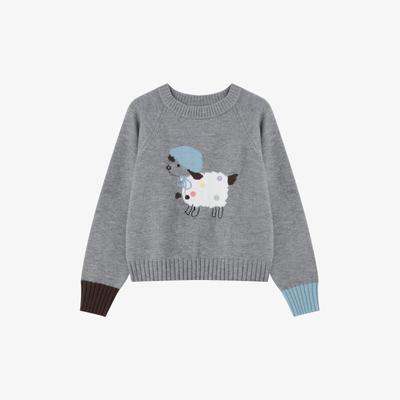 Basic House Lamb Jacquard Pullover Sweater for Women