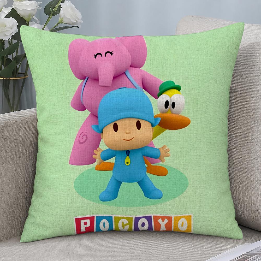 Cartoon Pocoyo Cushion Cover Cushion Covers Natural Linen Breathable Sofa Bedroom Decor Pillowcase
