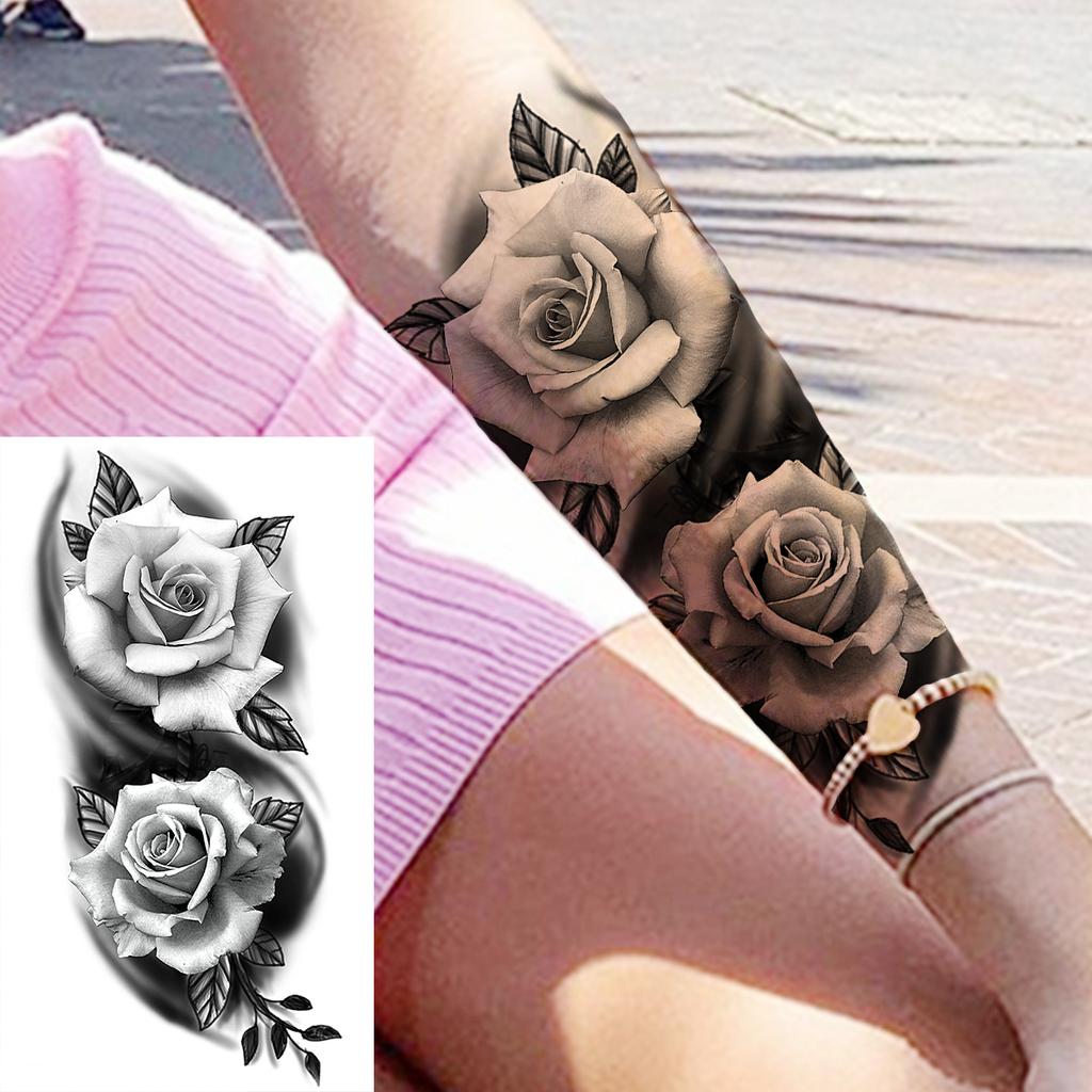 Scorpion Rose Flower Temporary Tattoos For Women Adults Realistic Vampire Wolf Scary Snake Crown Fake Tattoo Sticker Arm Tatoos
