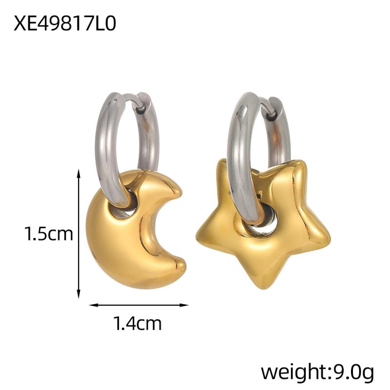 

CARLIDANA Fashion Style Texture Two Tone Stainless Steel Earring Mixed Colored Round Weaving Heart Stud Earrings Women Gifts