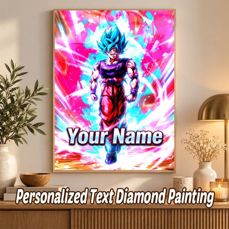 Gogeta Custom Name Diamond Painting Personalized 5D Full Drill DIY Diamond Art Home Decor