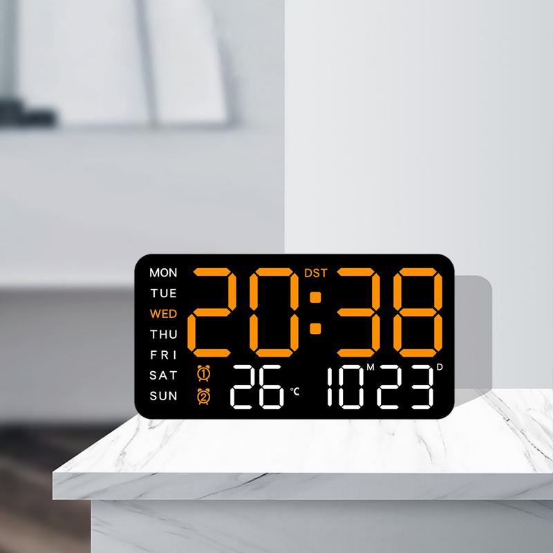 Large Digital Wall Clock With Led Display With Date Temperature Timer Humidity Week For Living Room Bedroom Gift For Seniors