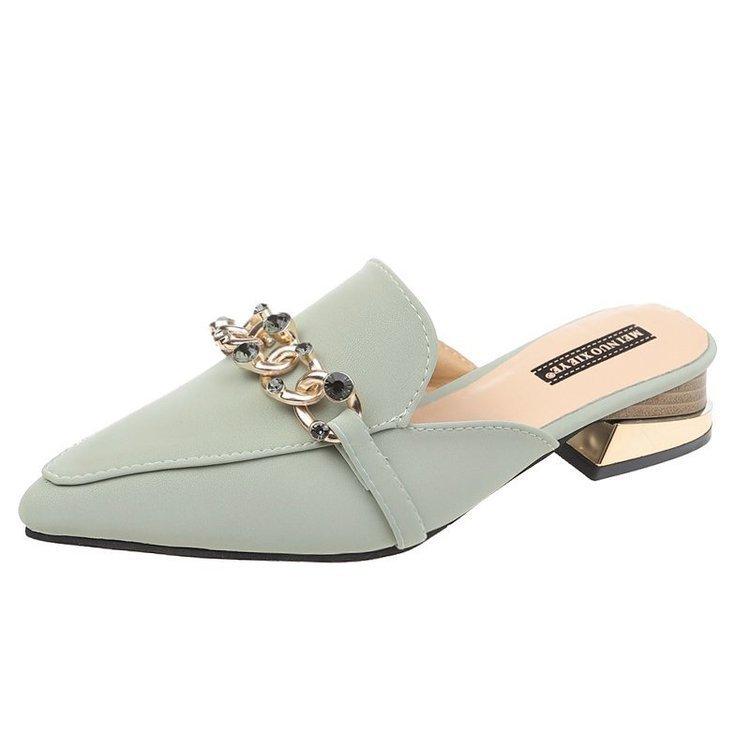 Slippers women's 2024 new women's shoes summer Korean version pointed head bag head half slippers women's foot cool slippers women's