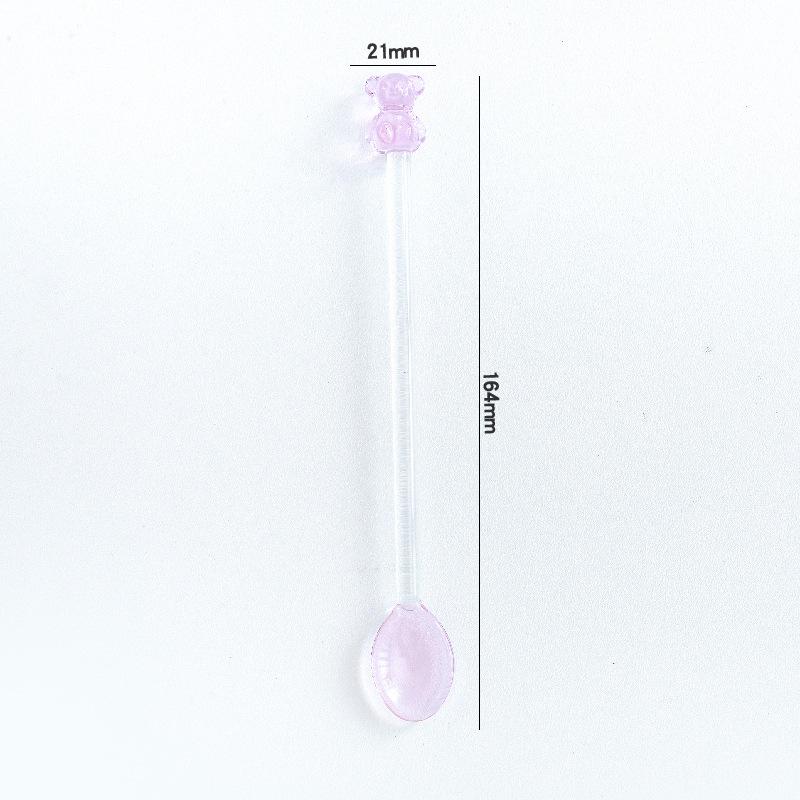 Creative Bear Coffee Spoon Kitchen Dessert Cake Scoops Colorful Glass Tea Spoons Long Handle Mixing Round Spoon A1