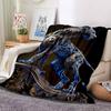1pc Blue Leopard Blanket, Lightweight Flannel Fleece with Digital Printing, Soft Warm for Sofa, Travel, Camping, Office, Couch, Chair, and Bed, All-Se