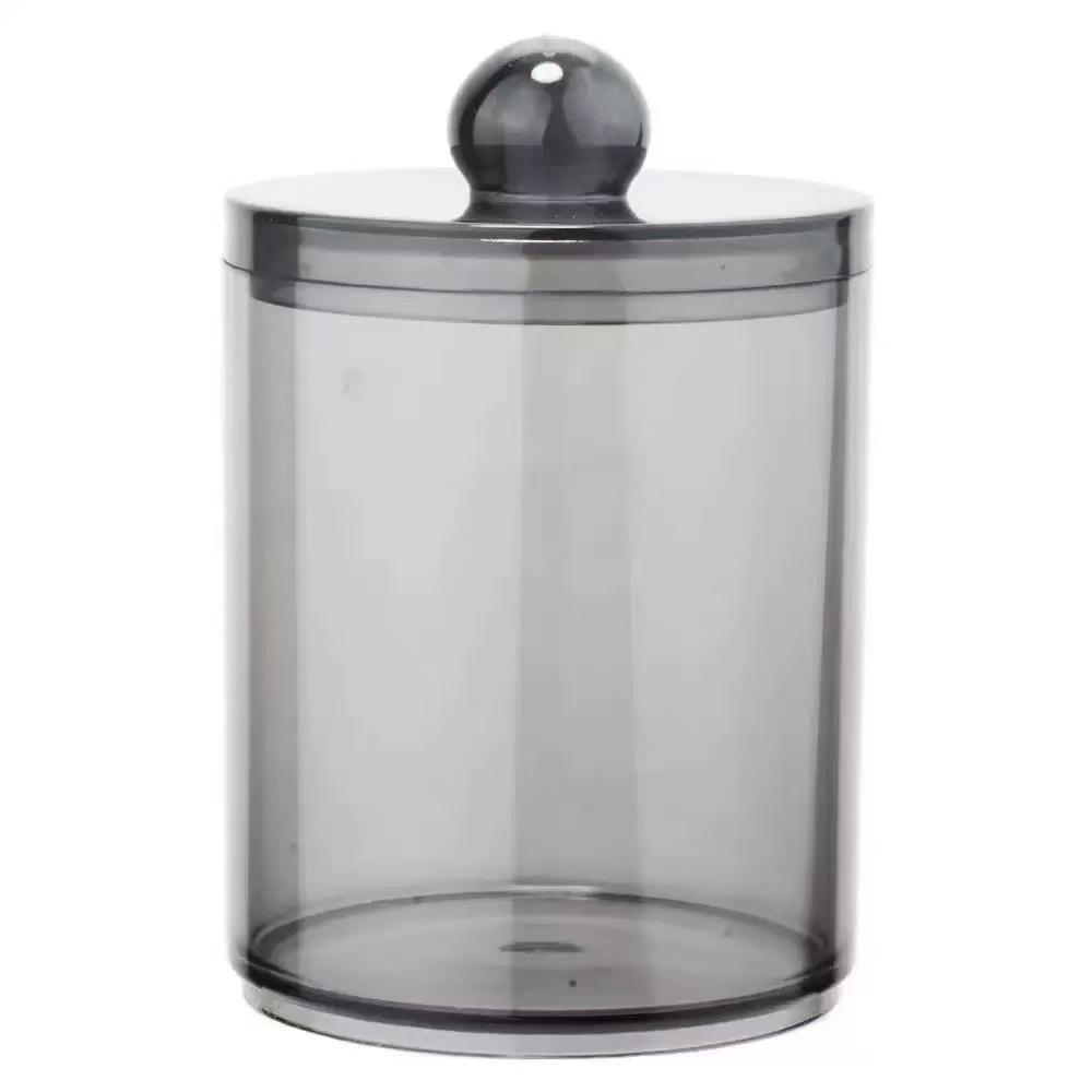 Suport transparent pentru bețișoare de bumbac cu model de diamant - capac din bambus, cutie rotundă portabilă pentru depozitarea cosmeticelor