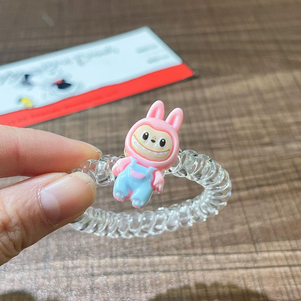 6 szt. Kreskówkowe gumki do włosów Labubu, urocze anime Labubu, damskie elastyczne gumki do włosów, akcesoria do włosów, kucyk, kawaii, dla dziewczynek, prezenty świąteczne