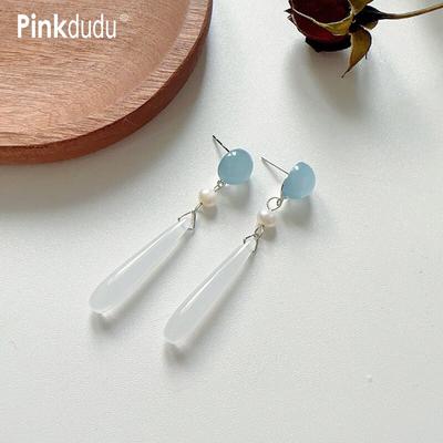 Simple Light Color Style Opal Resin Drop Earrings Retro Creative Temperament Earring Clips for Women Jewelry PD1557