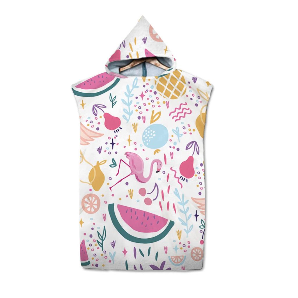 Tropisches Flamingo Kapuzen Strandtuch Umkleidetuch, Bademantel, Sporttuch für Erwachsene Kinder Schwimmen, Strand, Surfen, Tauchen, Baden