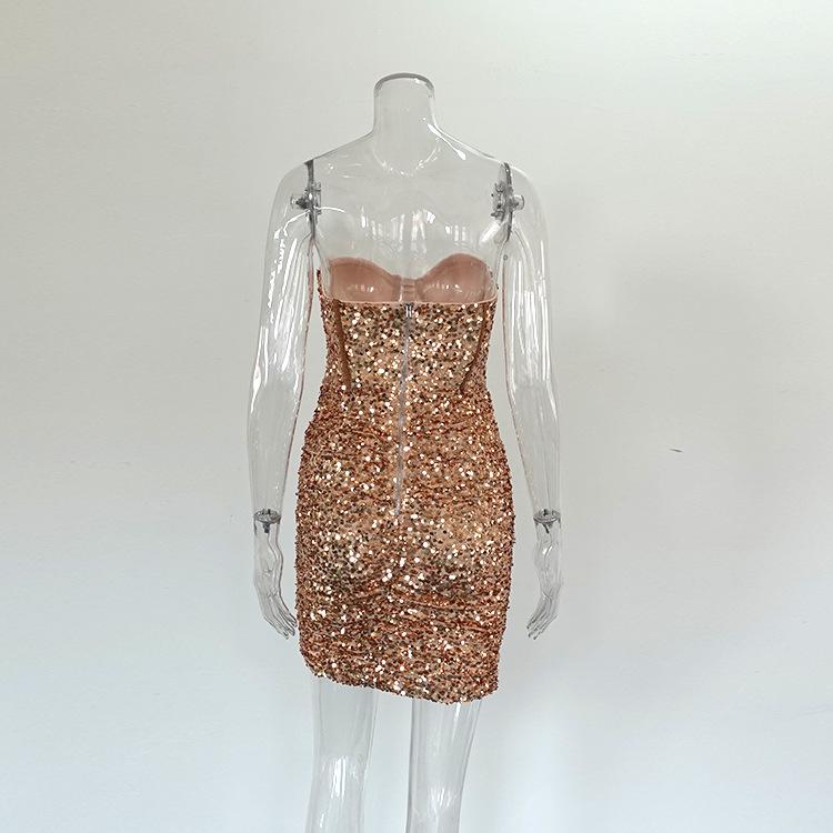 Primavera 2026 nuovo top a tubino paillettes pure desire spice girl abito con stecche vestibilità aderente gonna sui fianchi donna sexy vita alta