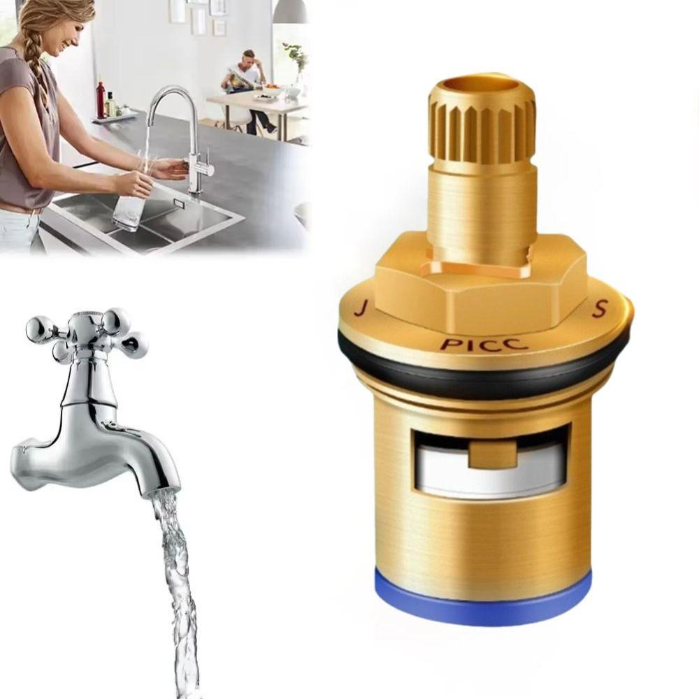 Brass Material Faucet Valve Core Threaded Design Hot and Cold Faucet Cartridge Copper Construction Durable Faucet Inner Valve
