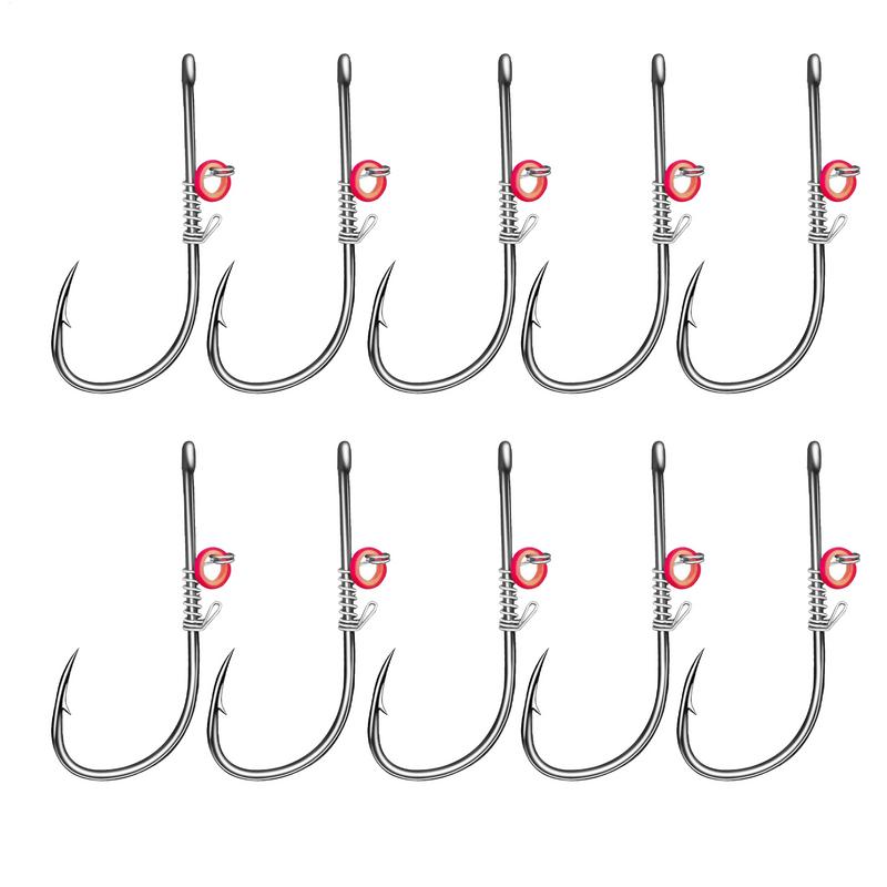 10pcs Fishing Hooks Live Shrimp Fixed Hook Carbon Steel Barbed with Holes 2#/3#/4# Catfish Bass Fishing Hook Fishing Accessories