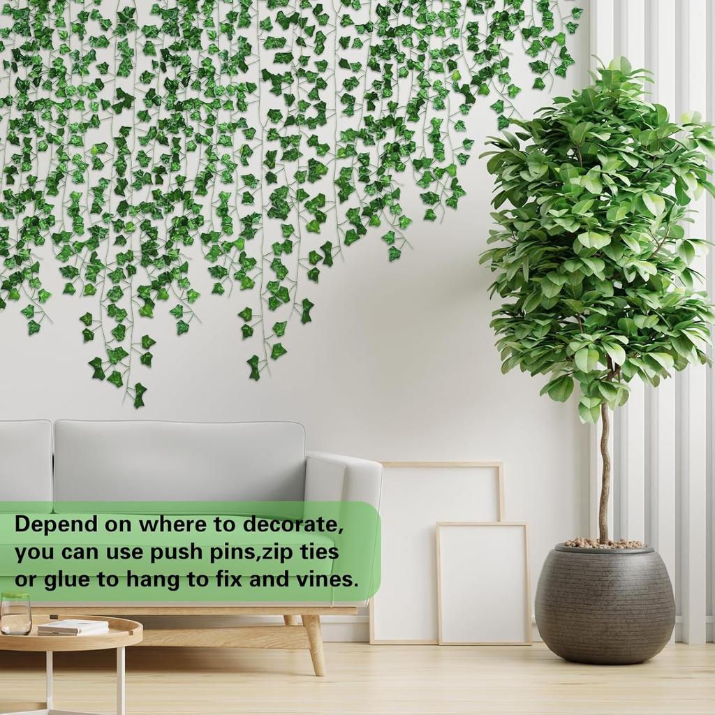 LAFORET Fake Vines for Room Decor(12 Pack 84ft), Home Bedroom Wall Decor Aesthetic, Artificial Plants Ivy Leaves, Hanging Greenery Garland for