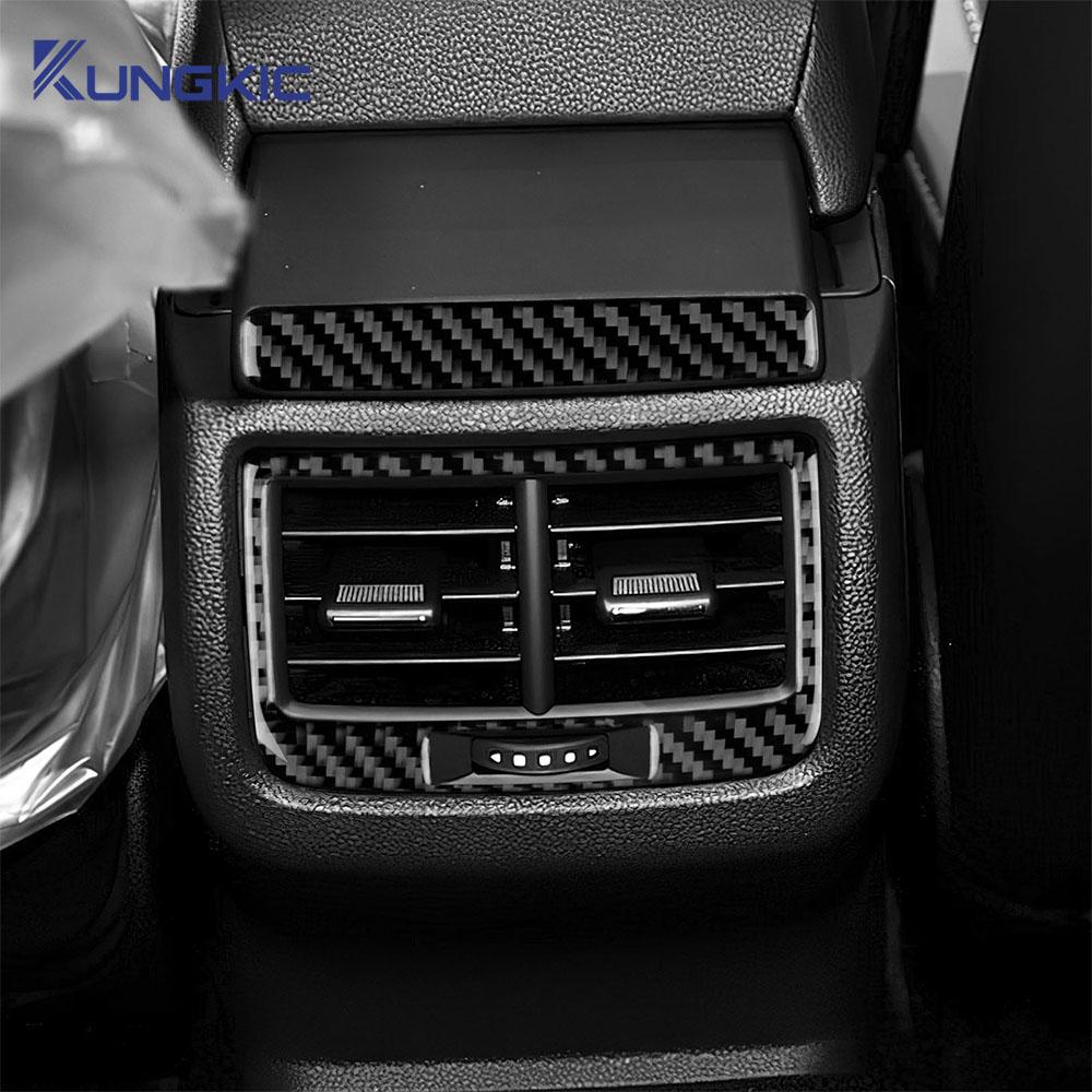 Pour Seat Leon MK3 2013 2014 2015 2016 2017 2018 2019 2020 Voiture Cadre de Garniture de Sortie d'Air Arrière Autocollant en Véritable Fibre de Carbone Souple LHD RHD